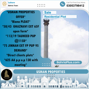 Residential Plot for Sale in Bahria Town, Lahore - (BP-248367)