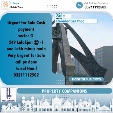 Residential Plot for Sale in Bahria Town, Lahore - (BP-248464)