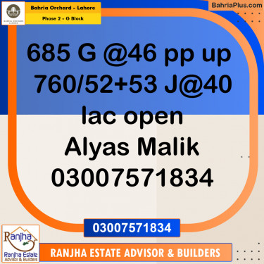 5 Marla Residential Plot for Sale in Phase 2 - G Block -  Bahria Orchard, Lahore - (BP-248485)
