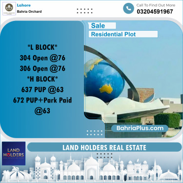 Residential Plot for Sale in Bahria Orchard, Lahore - (BP-248519)