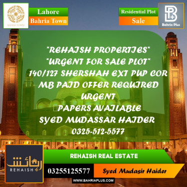 Residential Plot for Sale in Bahria Town, Lahore - (BP-248548)