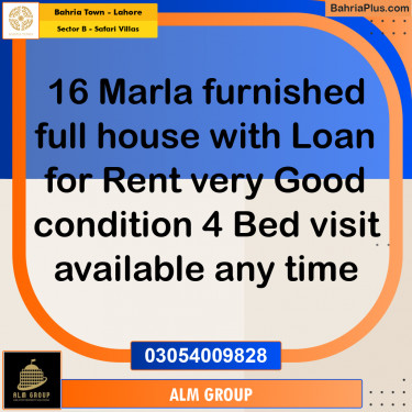 16 Marla Residential House for Rent in Sector B - Safari Villas -  Bahria Town, Lahore - (BP-248632)