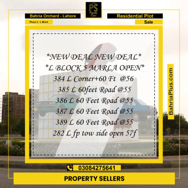 5 Marla Residential Plot for Sale in Phase 2 - L Block -  Bahria Orchard, Lahore - (BP-248644)