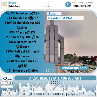 Residential Plot for Sale in Bahria Town, Lahore - (BP-248665)