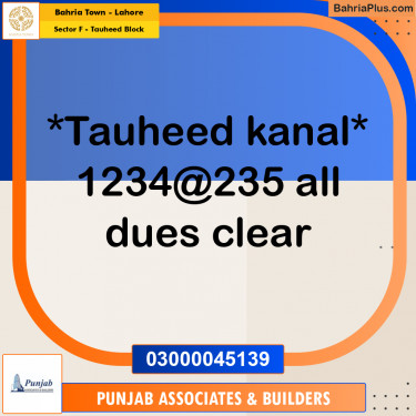 20 Marla Residential Plot for Sale in Sector F - Tauheed Block -  Bahria Town, Lahore - (BP-248701)