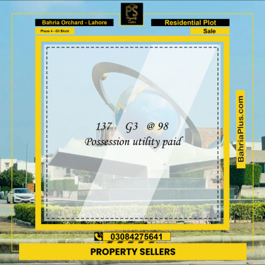 10 Marla Residential Plot for Sale in Phase 4 - G3 Block -  Bahria Orchard, Lahore - (BP-248743)