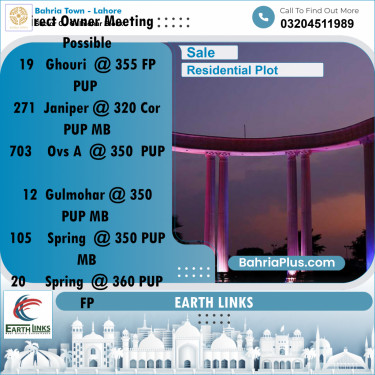 1 Kanal Residential Plot for Sale in Sector C - Gulmohar Block -  Bahria Town, Lahore - (BP-248773)