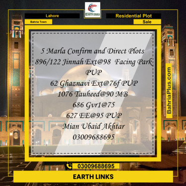 Residential Plot for Sale in Bahria Town, Lahore - (BP-248870)