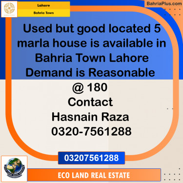 5 Marla Residential House for Sale in Bahria Town, Lahore - (BP-248934)
