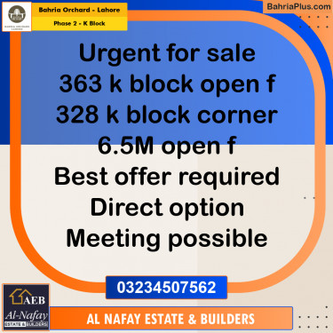 Residential Plot for Sale in Phase 2 - K Block -  Bahria Orchard, Lahore - (BP-248974)