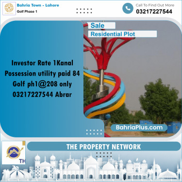 1 Kanal Residential Plot for Sale in Golf Phase 1 -  Bahria Town, Lahore - (BP-248981)