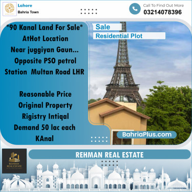 90 Kanal Residential Plot for Sale in Bahria Town, Lahore - (BP-249028)