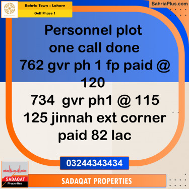 10 Marla Residential Plot for Sale in Golf Phase 1 -  Bahria Town, Lahore - (BP-249155)