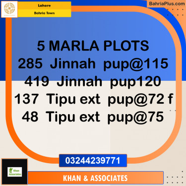 Residential Plot for Sale in Bahria Town, Lahore - (BP-249191)