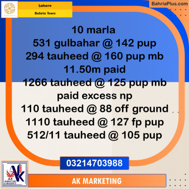 Residential Plot for Sale in Bahria Town, Lahore - (BP-249230)