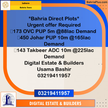 Residential Plot for Sale in Bahria Town, Lahore - (BP-249244)