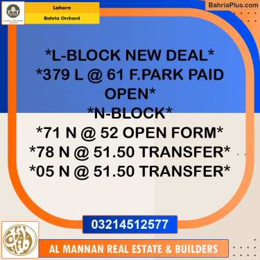 5 Marla Residential Plot for Sale in Bahria Orchard, Lahore - (BP-249290)