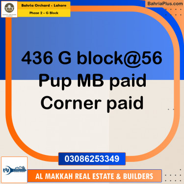 5 Marla Residential Plot for Sale in Phase 2 - G Block -  Bahria Orchard, Lahore - (BP-249315)