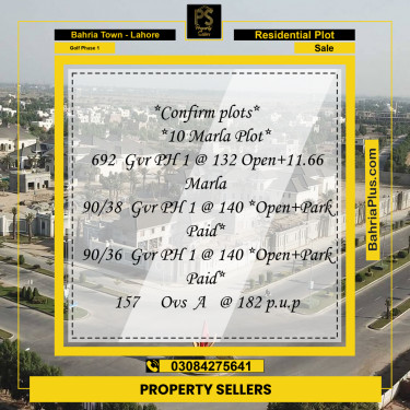 10 Marla Residential Plot for Sale in Golf Phase 1 -  Bahria Town, Lahore - (BP-249367)