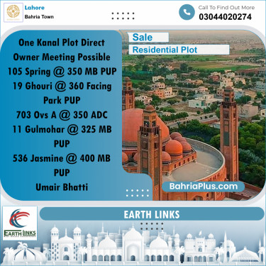 1 Kanal Residential Plot for Sale in Bahria Town, Lahore - (BP-249385)