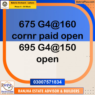 1 Kanal Residential Plot for Sale in Phase 4 - G4 Block -  Bahria Orchard, Lahore - (BP-249438)