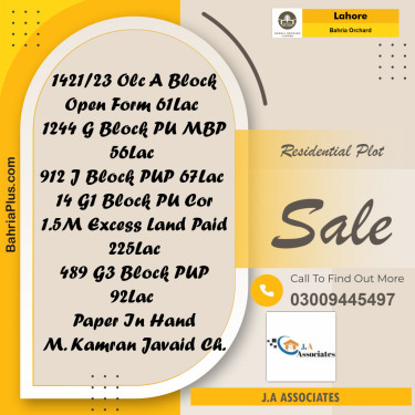 Residential Plot for Sale in Bahria Orchard, Lahore - (BP-249468)
