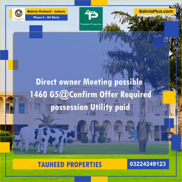10 Marla Residential Plot for Sale in Phase 4 - G5 Block -  Bahria Orchard, Lahore - (BP-249479)
