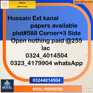 Residential Plot for Sale in Bahria Town, Lahore - (BP-249518)