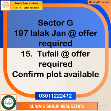 5 Marla Residential Plot for Sale in Sector G - Lalak Jan Block -  Bahria Town, Lahore - (BP-249524)