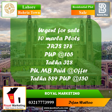 Residential Plot for Sale in Bahria Town, Lahore - (BP-249525)