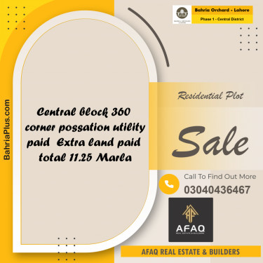 10 Marla Residential Plot for Sale in Phase 1 - Central District -  Bahria Orchard, Lahore - (BP-249530)