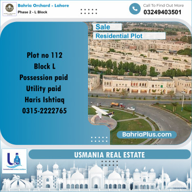 5 Marla Residential Plot for Sale in Phase 2 - L Block -  Bahria Orchard, Lahore - (BP-249585)