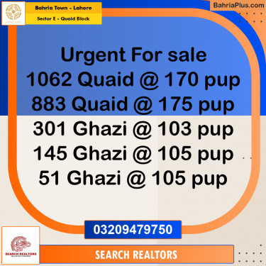 10 Marla Residential Plot for Sale in Sector E - Quaid Block -  Bahria Town, Lahore - (BP-249586)