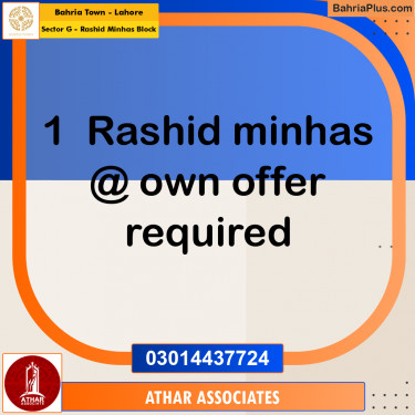 10 Marla Residential Plot for Sale in Sector G - Rashid Minhas Block -  Bahria Town, Lahore - (BP-249601)