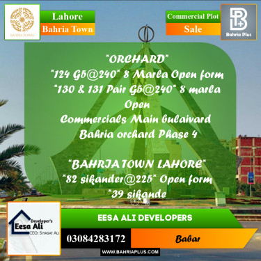 Commercial Plot for Sale in Bahria Town, Lahore - (BP-249648)