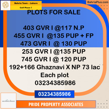 10 Marla Residential Plot for Sale in Golf Phase 1 -  Bahria Town, Lahore - (BP-249653)