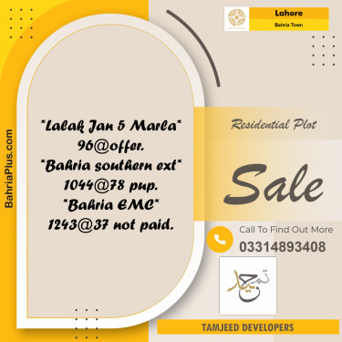 Residential Plot for Sale in Bahria Town, Lahore - (BP-249665)