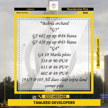 Residential Plot for Sale in Bahria Orchard, Lahore - (BP-249669)