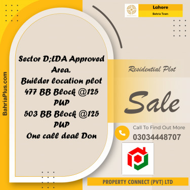 Residential Plot for Sale in Bahria Town, Lahore - (BP-249682)