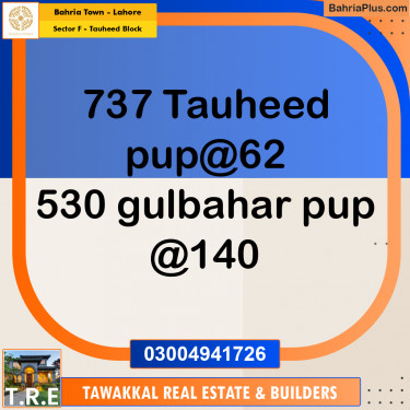 5 Marla Residential Plot for Sale in Sector F - Tauheed Block -  Bahria Town, Lahore - (BP-249703)