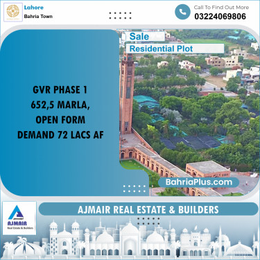Residential Plot for Sale in Bahria Town, Lahore - (BP-249787)