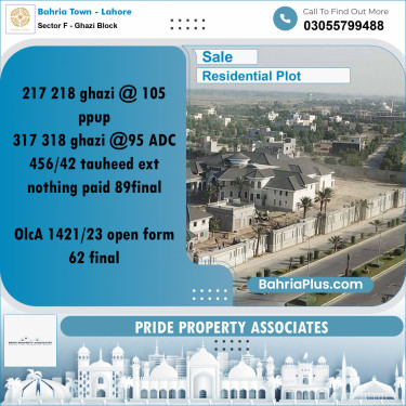 10 Marla Residential Plot for Sale in Sector F - Ghazi Block -  Bahria Town, Lahore - (BP-249797)
