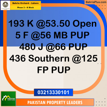 5 Marla Residential Plot for Sale in Phase 2 - K Block -  Bahria Orchard, Lahore - (BP-249863)