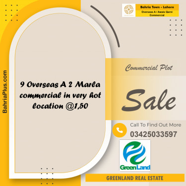 2 Marla Commercial Plot for Sale in Overseas A / Awais Qarni Commercial -  Bahria Town, Lahore - (BP-249958)