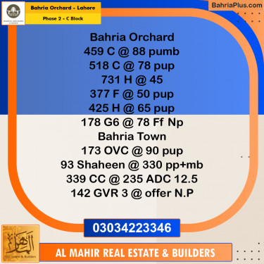 Residential Plot for Sale in Phase 2 - C Block -  Bahria Orchard, Lahore - (BP-249987)