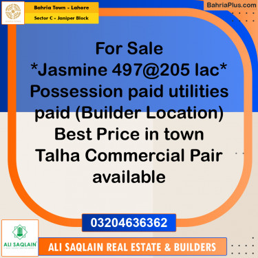 Residential Plot for Sale in Sector C - Janiper Block -  Bahria Town, Lahore - (BP-250036)