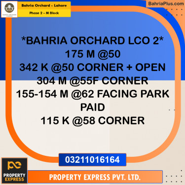 5 Marla Residential Plot for Sale in Phase 2 - M Block -  Bahria Orchard, Lahore - (BP-250084)