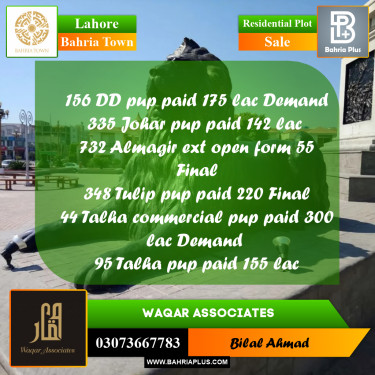 Residential Plot for Sale in Bahria Town, Lahore - (BP-250086)