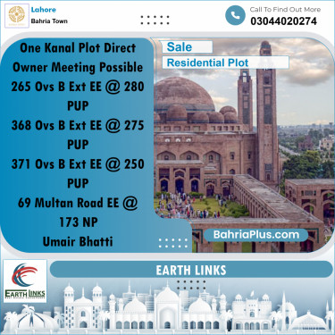 1 Kanal Residential Plot for Sale in Bahria Town, Lahore - (BP-250124)
