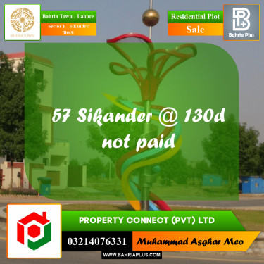 10 Marla Residential Plot for Sale in Sector F - Sikander Block -  Bahria Town, Lahore - (BP-250130)